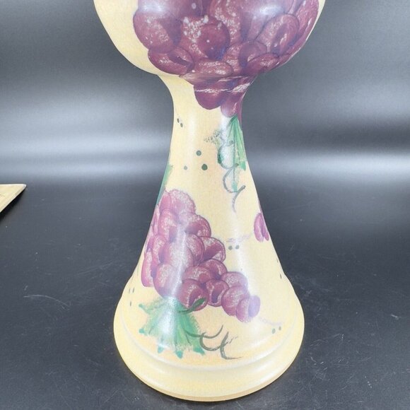 Studio Art Pottery Hand Made Goblets Drinking Wine Glasses Signed Purple Grapes - Picture 11 of 16